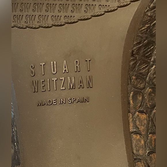 STUART WEITZMAN classic pump size 8.5 embossed heel croc leather slight metallic - Picture 6 of 7